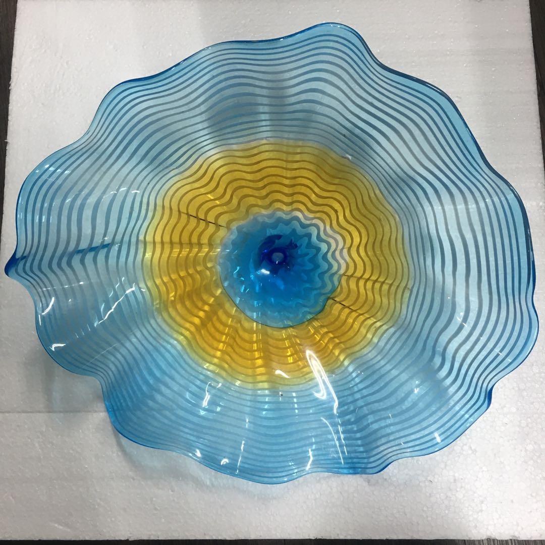 Murono Glass Wall Plates Blue And Yellow Color In Set