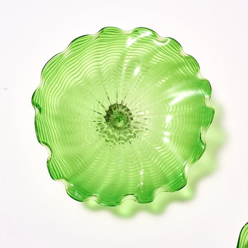 Hand Blown Murano Glass Wall Plates Clear Green Set