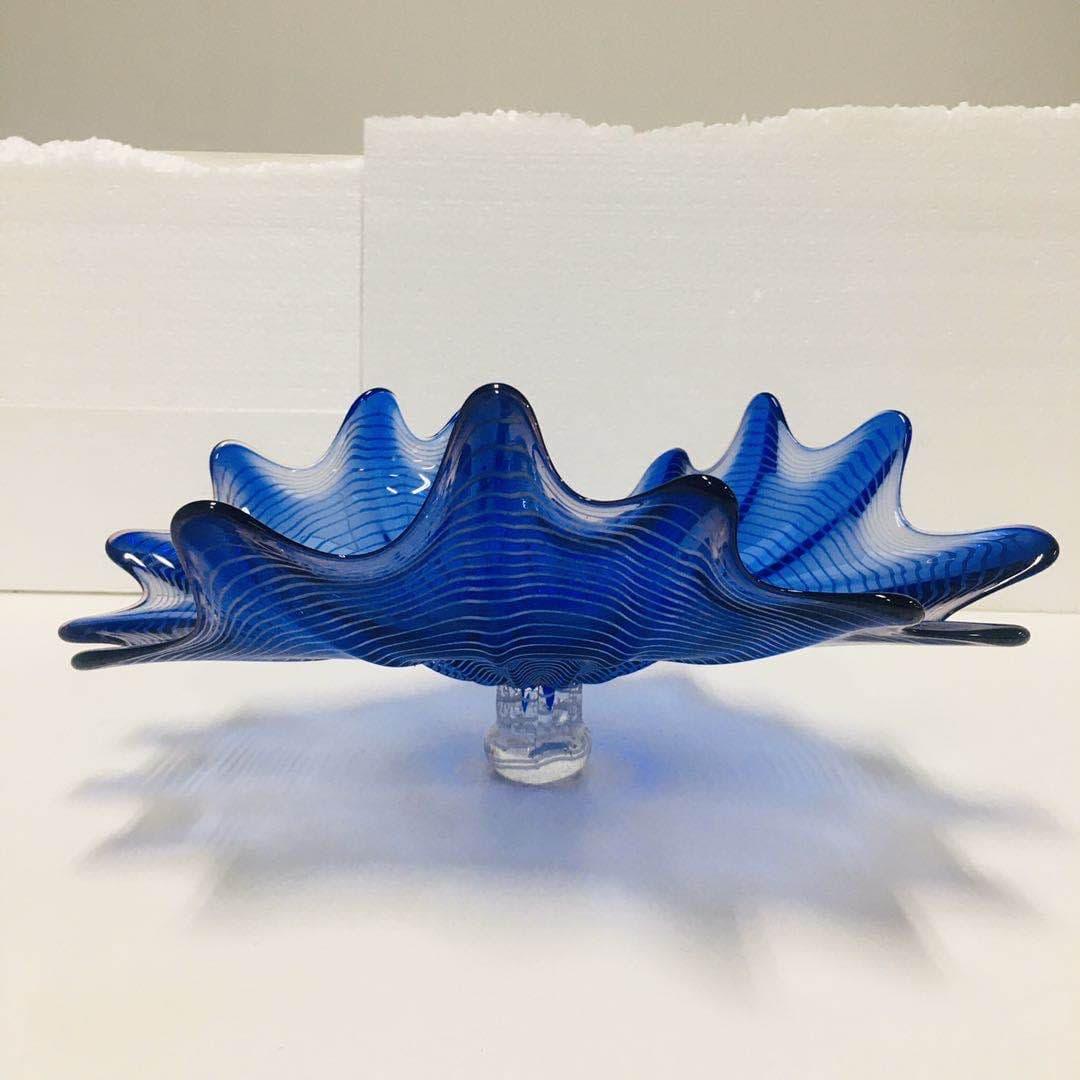Hand Blown Murano Glass Wall Plates Cobalt Color